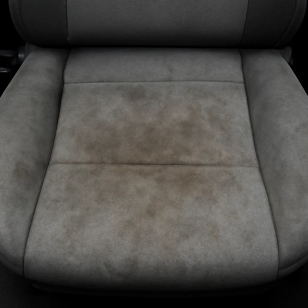 Before interior detailing — soiled fabric seat